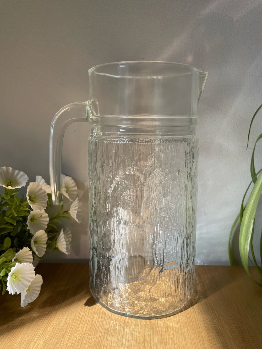 Vintage MCM Goebel Design Italian Ice Bark Glass Pitcher